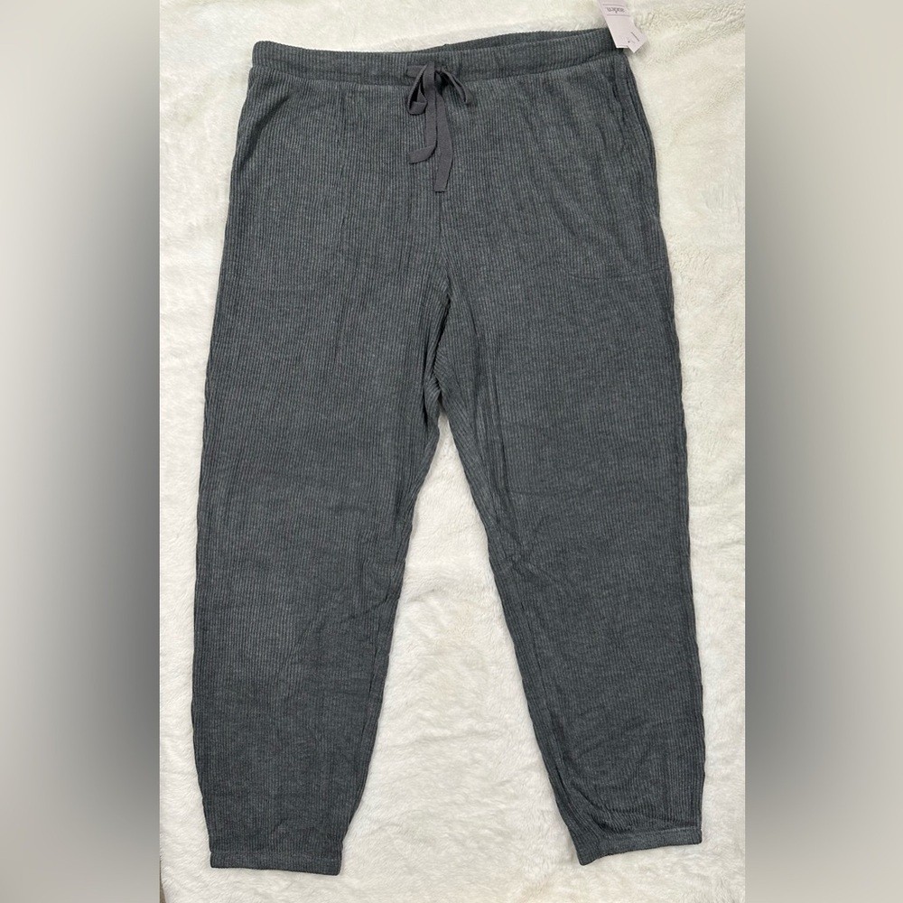 Auden Women's Cosy Ribbed Jogger Size L Sleepwear Pajama Pants Dark Grey NEW
